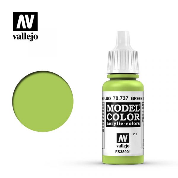 Acrylicos Vallejo -210 - 70737 - 模型色彩 Model Color - 螢光綠色 Green Fluo - 17 ml. 