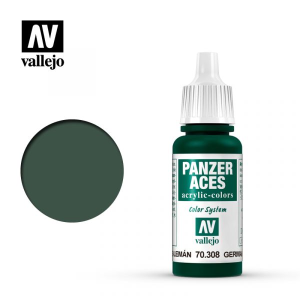  Acrylicos Vallejo - 70308 - 裝甲王牌 Panzer Aces - 綠尾燈色 Green Tail Light - 17 ml 