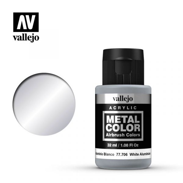 Acrylicos Vallejo - 77706 - 金屬色彩 Metal Color - 白鋁 White Aluminium - 32 ml. 