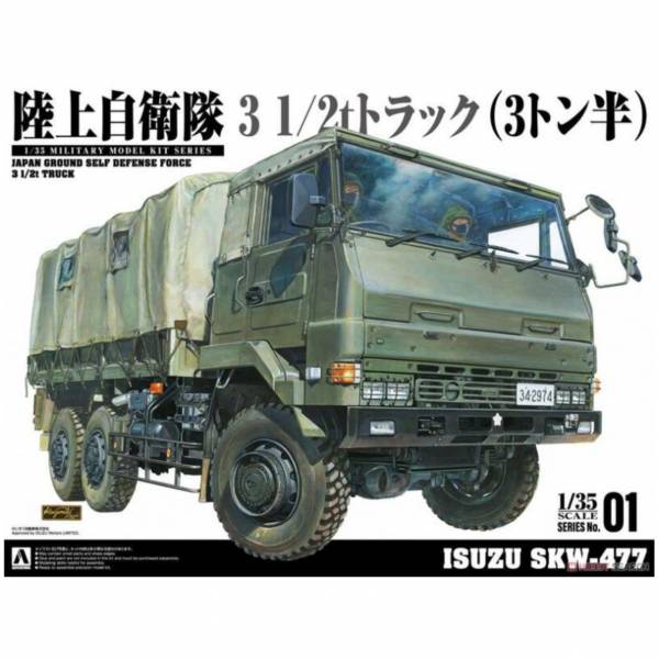 青島社 AOSHIMA 1/35 軍模1 陸上自衛隊 3噸半卡車 SKW-477 組裝模型 
