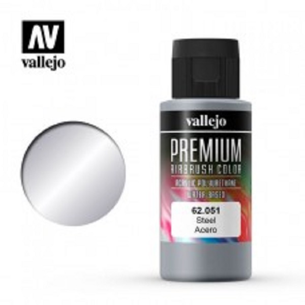 西班牙 Vallejo 高階色彩 Premium Color  62051-  鋼鐵色 60 ml 