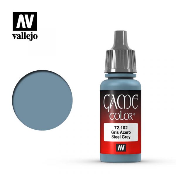 Acrylicos Vallejo -075 - 72102 - 遊戲色彩 Game Color - 鋼灰色 Steel Grey - 17 ml. 