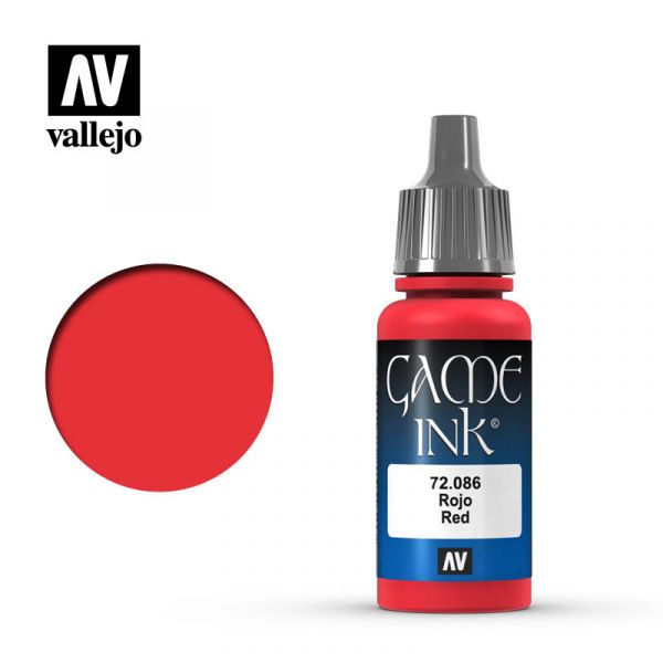 Acrylicos Vallejo -082 - 72086 - 遊戲色彩 Game Color - 紅色墨水 Red Ink - 17 ml. 