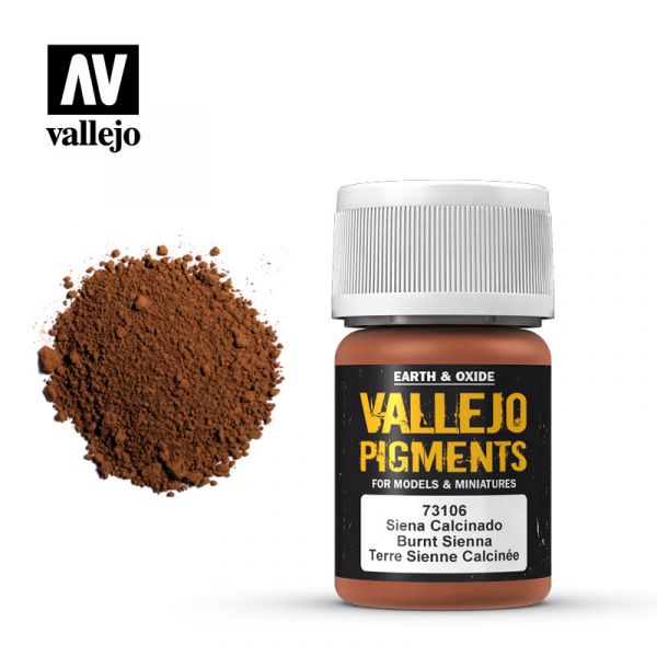 Acrylicos Vallejo - 73106 - 色粉 Pigments - 焦黃土色 Burnt Sienna - 35 ml. 