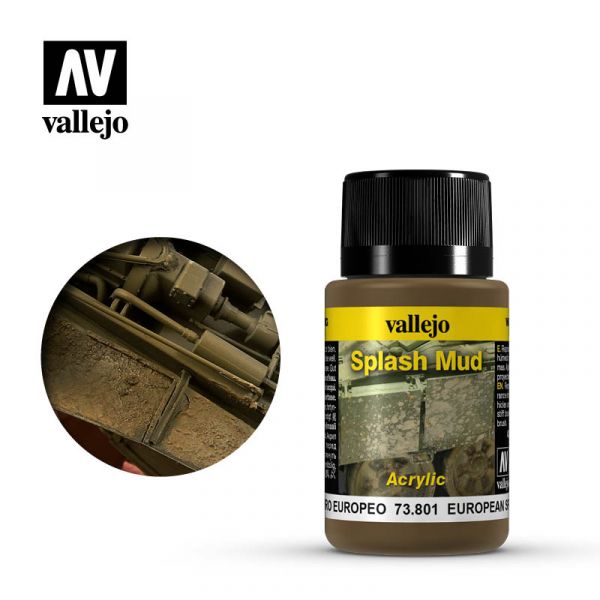 Acrylicos Vallejo - 73801 - 風化效果漆 Weathering Effects - 歐洲飛濺泥土 European Splash Mud - 40 ml. 
