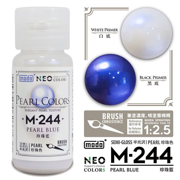 摩多製漆所 MODO 硝基漆 M-244 珍珠藍 筆塗用濃度 30ml <新品上市> 