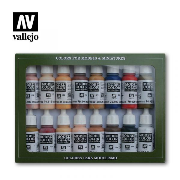 Acrylicos Vallejo -70125 - Model Color - 臉&膚色套組(16色) Face & Skin Tones (16) 
