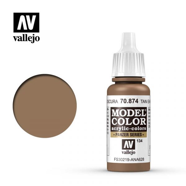 Acrylicos Vallejo -134 - 70874 - 模型色彩 Model Color - 米白大地色 Tan Earth - 17 ml. 