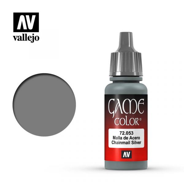 Acrylicos Vallejo -053 - 72053 - 遊戲色彩 Game Color - 鎖子甲銀色 Chainmail Silver - 17 ml. 