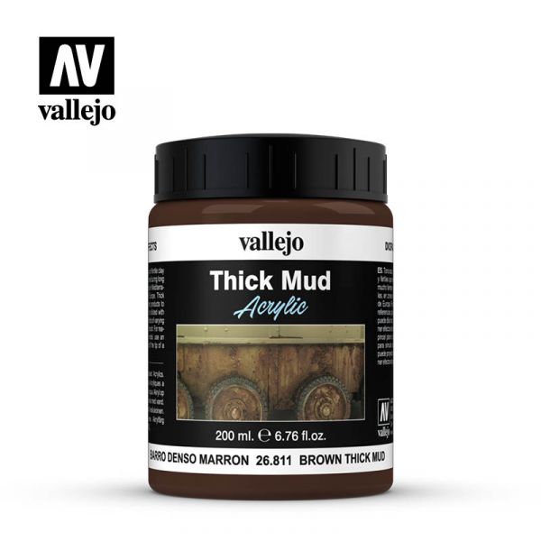 Acrylicos Vallejo - 26811 - 佈景效果 Diorama Effects - 棕色厚泥 Brown Thick Mud - 200 ml. 