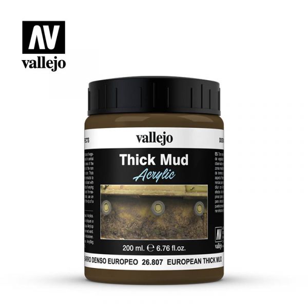 Acrylicos Vallejo - 26807 - 佈景效果 Diorama Effects - 歐洲厚泥 European Thick Mud - 200 ml. 