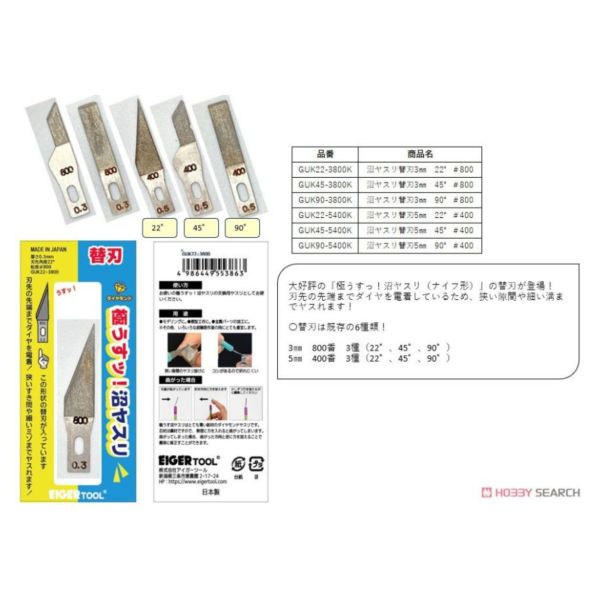 日本 EIGER TOOL 沼磨刀替換刀刃 研磨刀片 0.3mm/0.5mm 