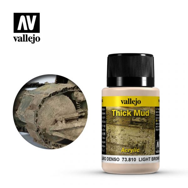 Acrylicos Vallejo - 73810 - 風化效果漆 Weathering Effects - 淺棕色厚泥土 Light Brown Thick Mud - 40 ml. 
