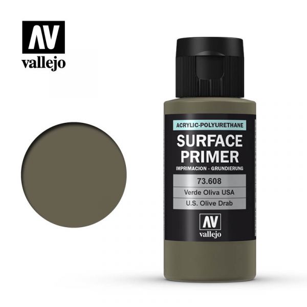 Acrylicos Vallejo - 73608 - 表面底漆 Surface Primer - 橄欖色 U.S. 60ml 