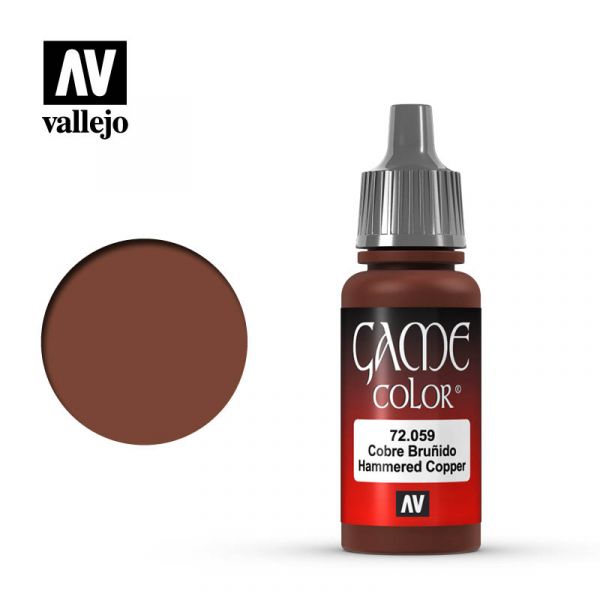 Acrylicos Vallejo -059 - 72059 - 遊戲色彩 Game Color - 錘擊銅色 Hammered Copper - 17 ml. 