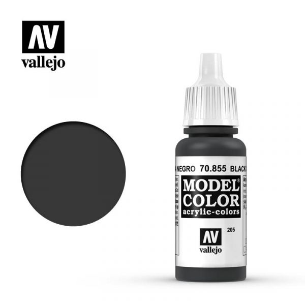 Acrylicos Vallejo -205 - 70855 - 模型色彩 Model Color - 釉黑色 Black Glaze - 17 ml. 