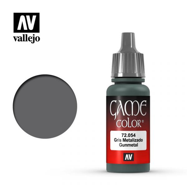 Acrylicos Vallejo -054 - 72054 - 遊戲色彩 Game Color - 槍鐵色（金屬色）Gunmetal - 17 ml. 