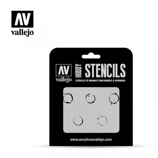 Acrylicos Vallejo ST-AFV002 1/35 Stencils - 油桶油漬痕 Drum Oil Markings  遮噴片 
