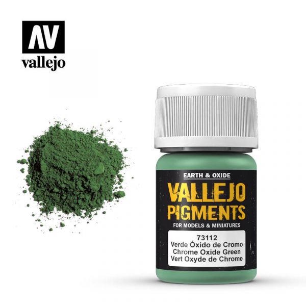 Acrylicos Vallejo - 73112 - 色粉 Pigments - 氧化鉻綠 Chrome Oxide Green - 35 ml. 