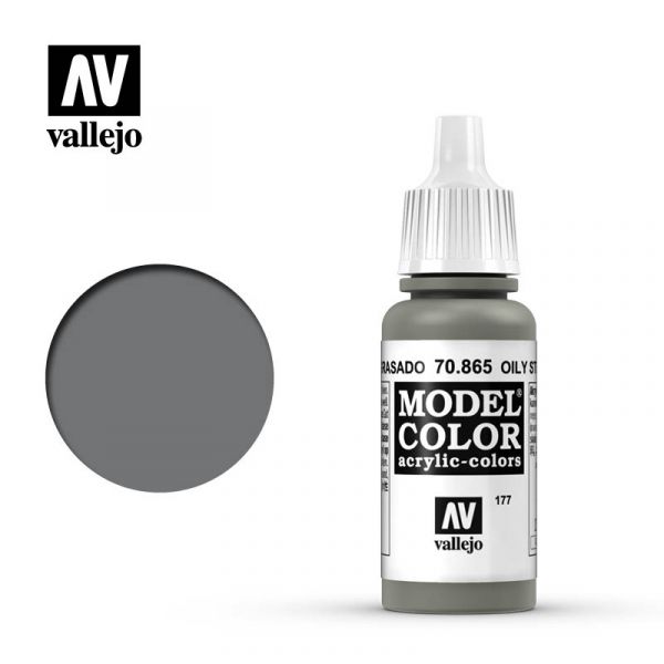 Acrylicos Vallejo -177 - 70865 - 模型色彩 Model Color - 機油鋼色（金屬色） Oily Steel - 17 ml. 