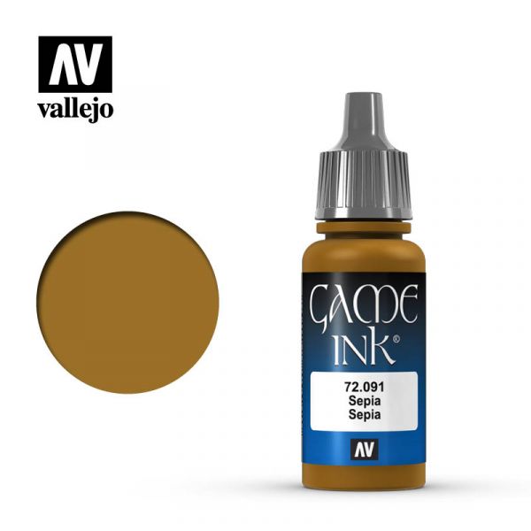 Acrylicos Vallejo -087 - 72091 - 遊戲色彩 Game Color - 棕褐色墨水 Sepia Ink - 17 ml. 