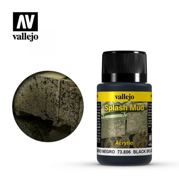Acrylicos Vallejo - 73806 - 風化效果漆 Weathering Effects - 黑色飛濺泥土 Black Splash Mud - 40 ml. 
