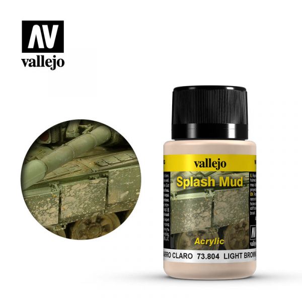 Acrylicos Vallejo - 73804 - 風化效果漆 Weathering Effects - 淺棕色飛濺泥土 Light Brown Splash Mud - 40 ml. 