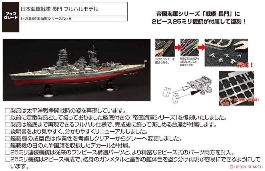 富士美 FUJIMI 1/700 451626 FH8 日本海軍戰艦 長門 全艦底 組裝模型 