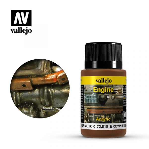 Acrylicos Vallejo - 73818 - 風化效果漆 Weathering Effects - 棕色引擎煙 Brown Engine Soot - 40 ml. 