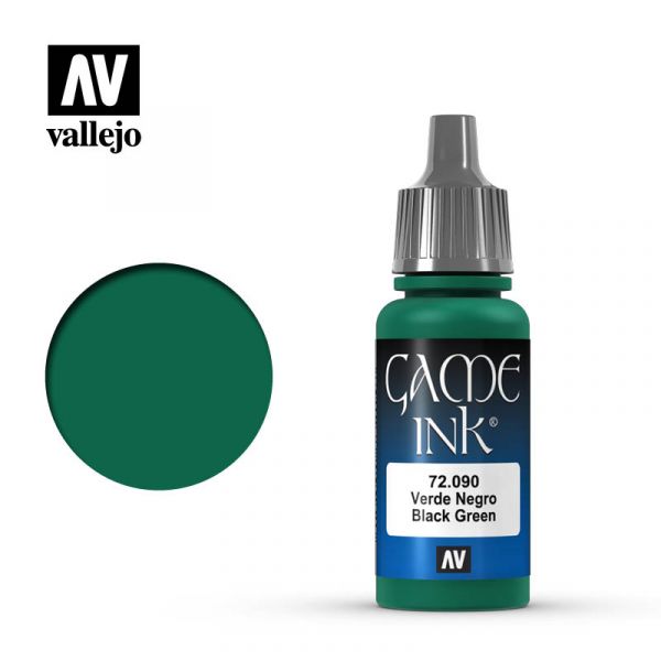 Acrylicos Vallejo -086 - 72090 - 遊戲色彩 Game Color - 黑綠色墨水 Black Green Ink - 17 ml. 