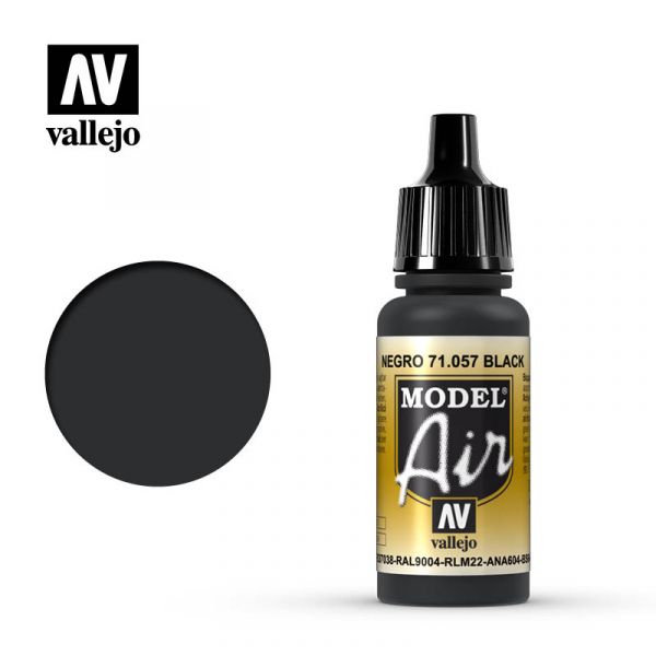 西班牙 Vallejo AV水性漆 Model Air 71057 - 黑色 Black - 17 ml. 