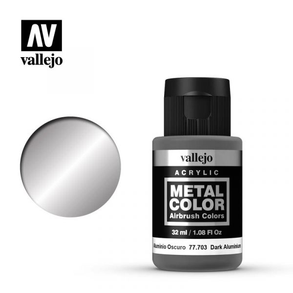 Acrylicos Vallejo - 77703 - 金屬色彩 Metal Color - 深色鋁合金 Dark Aluminium - 32 ml. 