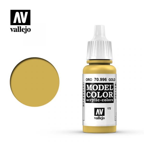 Acrylicos Vallejo -172 - 70996 - 模型色彩 Model Color - 金色（金屬色） Gold - 17 ml. 