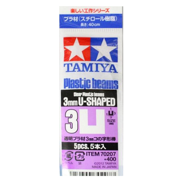 田宮 TAMIYA 70207 3mm改造用透明U型棒 長40cm(5支入) 