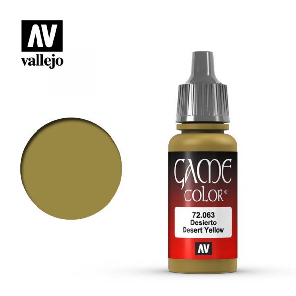 Acrylicos Vallejo -063 - 72063 - 遊戲色彩 Game Color - 沙漠黃色 Desert Yellow - 17 ml. 