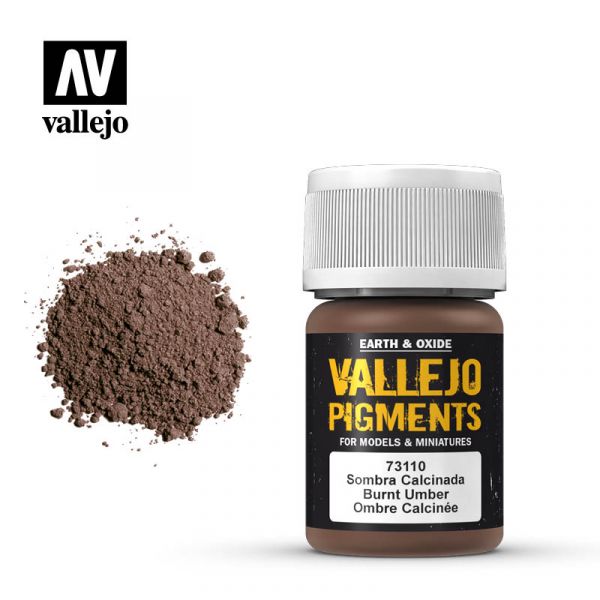 Acrylicos Vallejo - 73110 - 色粉 Pigments - 焚火棕土色 Burnt Umber - 35 ml. 