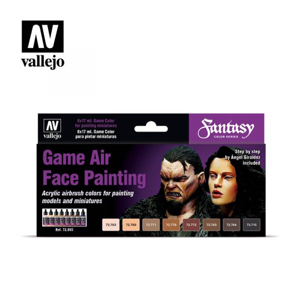 Acrylicos Vallejo - 72865 - 遊戲噴塗色套組 Game Air - 臉部上色套組 Face Painting (8) by Angel Giraldez - 17 ml. 