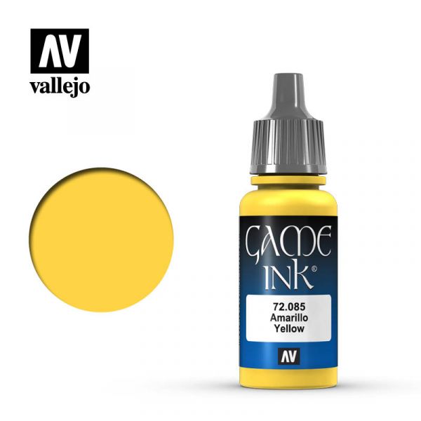 Acrylicos Vallejo -081 - 72085 - 遊戲色彩 Game Color - 黃色墨水 Yellow Ink - 17 ml. 
