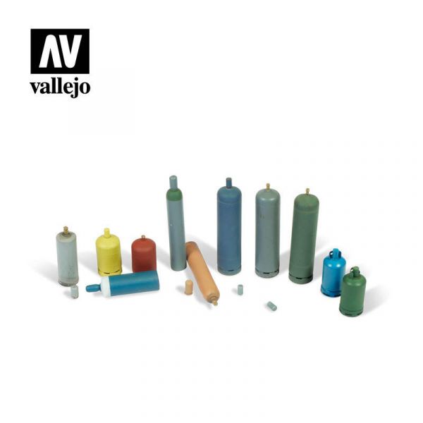 西班牙 Vallejo SC209 造景系列 1/35現代氣瓶 11入組 現代燃料桶 4入組 
