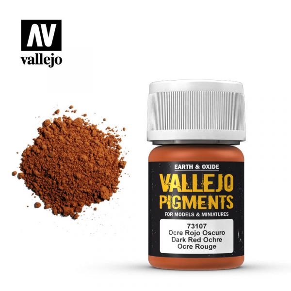 Acrylicos Vallejo - 73107 - 色粉 Pigments - 深紅赭色 Dark Red Ochre - 35 ml. 