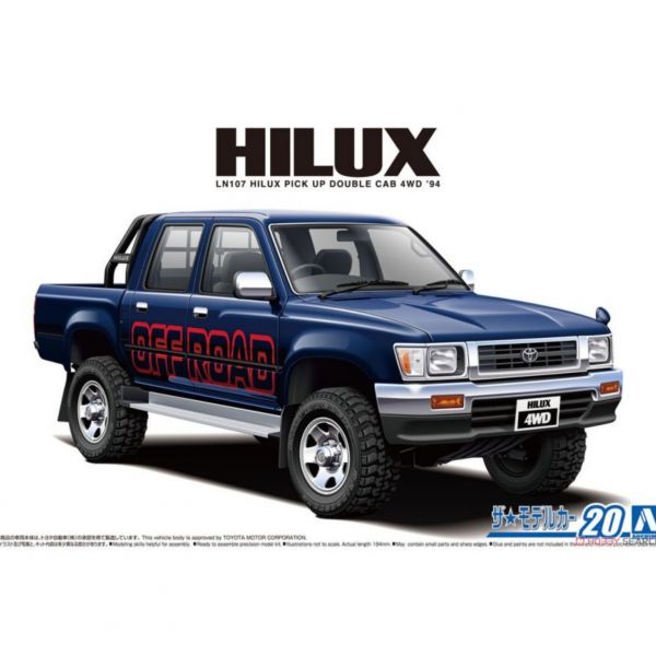 青島社 AOSHIMA 1/24 汽車模型 豐田 LN107 HILUX 雙座駕駛室 4WD 