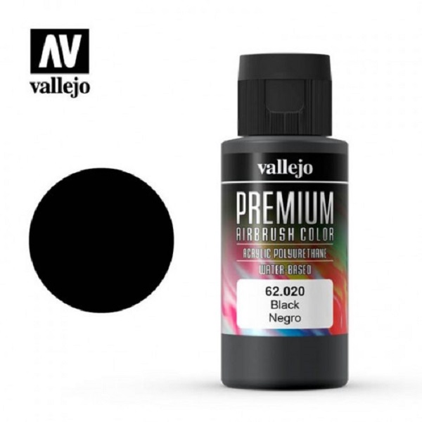 西班牙 Vallejo 高階色彩 Premium Color  62020-  黑色 60 ml 