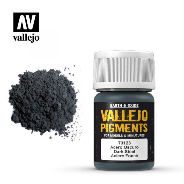 Acrylicos Vallejo - 73123 - 色粉 Pigments - 黑鋼色 Dark Steel - 35 ml. 
