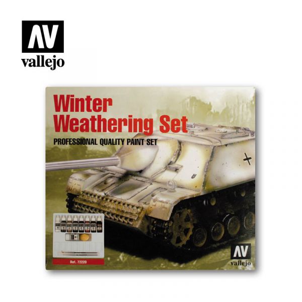 Acrylicos Vallejo -72220 - Model Color - 冬季風化套組 Winter Weathering (9) + 2 Brushes 