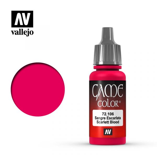 Acrylicos Vallejo -079 - 72106 - 遊戲色彩 Game Color - 血紅色 Scarlett Blood - 17 ml. 
