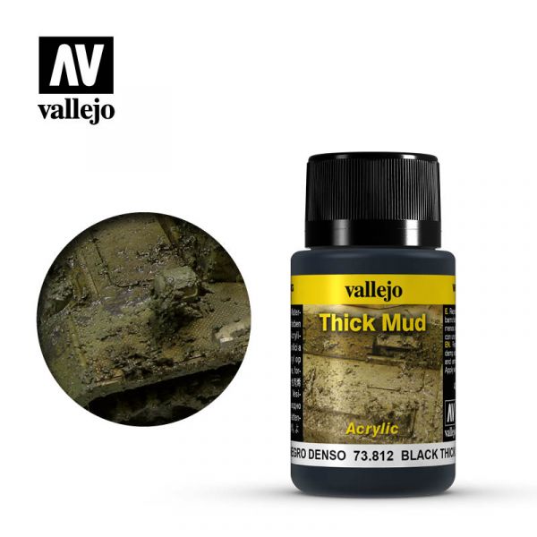 Acrylicos Vallejo - 73812 - 風化效果漆 Weathering Effects - 黑色厚泥土 Black Thick Mud - 40 ml. 