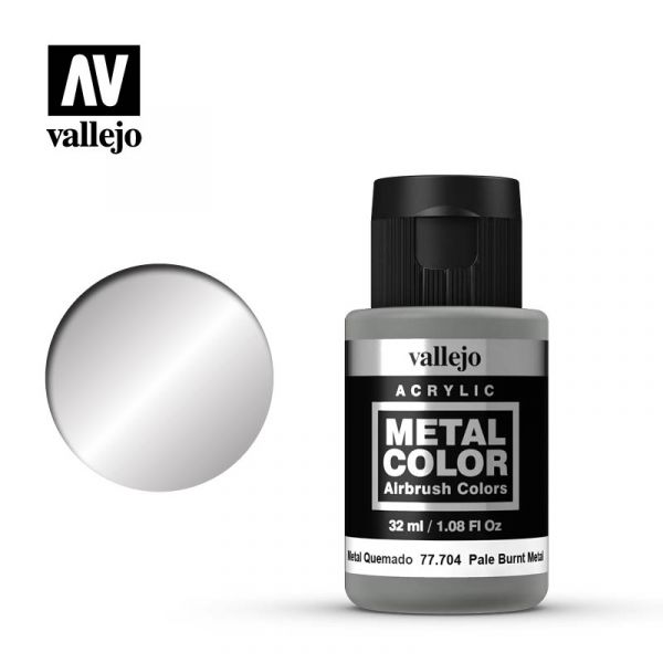 Acrylicos Vallejo - 77704 - 金屬色彩 Metal Color - 蒼白的燒焦金屬 Pale Burnt Metal - 32 ml. 
