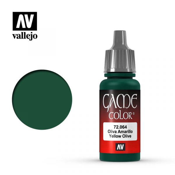 Acrylicos Vallejo -064 - 72064 - 遊戲色彩 Game Color - 黃橄欖色 Yellow Olive - 17 ml. 