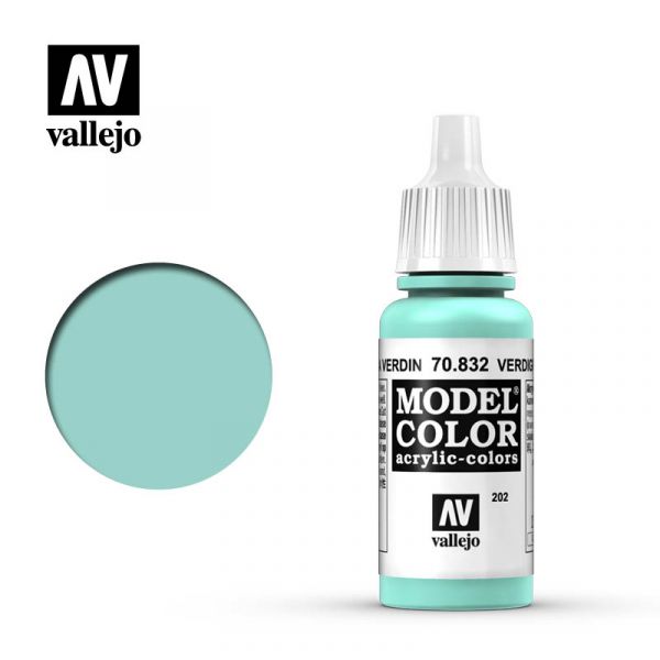 Acrylicos Vallejo -202 - 70832 - 模型色彩 Model Color - 罩染銅鏽色 Verdigris Glaze - 17 ml. 
