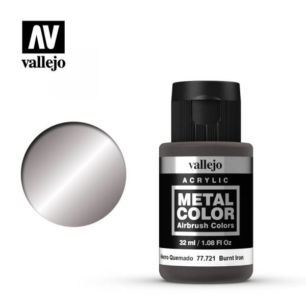 Acrylicos Vallejo - 77721 - 金屬色彩 Metal Color - 燒鐵 Burnt Iron - 32 ml. 